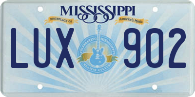 MS license plate LUX902
