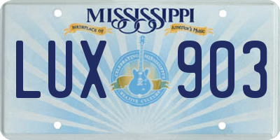 MS license plate LUX903