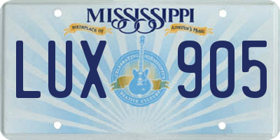 MS license plate LUX905