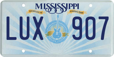 MS license plate LUX907
