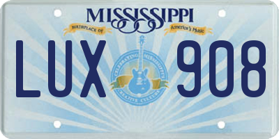 MS license plate LUX908