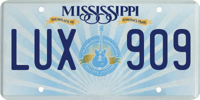 MS license plate LUX909