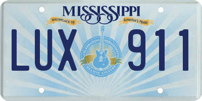 MS license plate LUX911