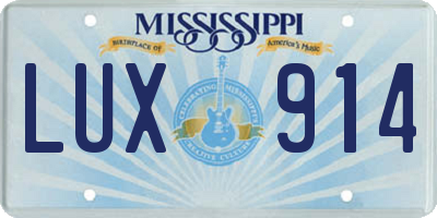 MS license plate LUX914