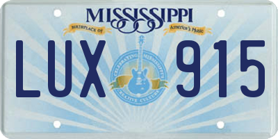 MS license plate LUX915