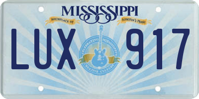MS license plate LUX917