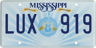 MS license plate LUX919