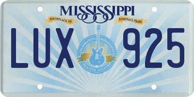 MS license plate LUX925