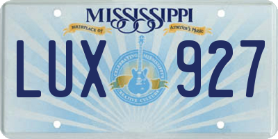MS license plate LUX927