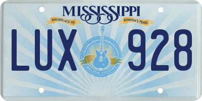 MS license plate LUX928