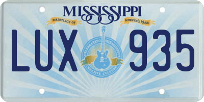 MS license plate LUX935