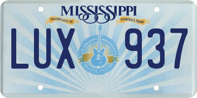 MS license plate LUX937
