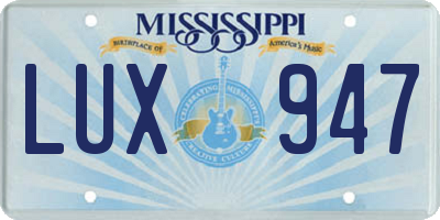 MS license plate LUX947