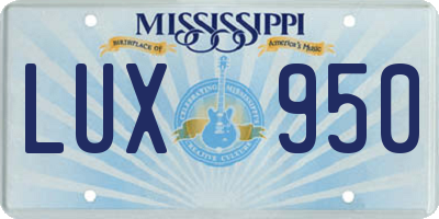 MS license plate LUX950