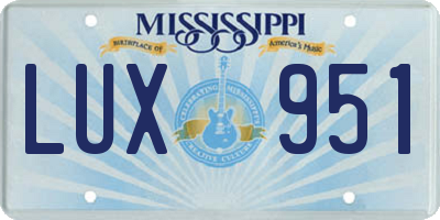 MS license plate LUX951