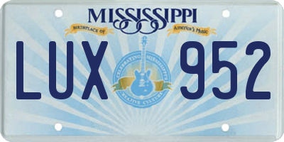 MS license plate LUX952