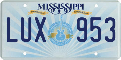 MS license plate LUX953