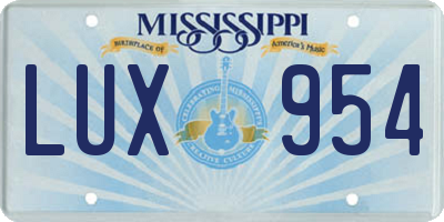 MS license plate LUX954