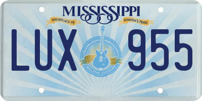 MS license plate LUX955