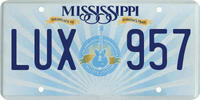 MS license plate LUX957