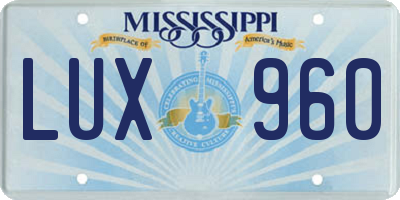 MS license plate LUX960