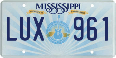 MS license plate LUX961