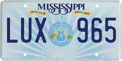 MS license plate LUX965
