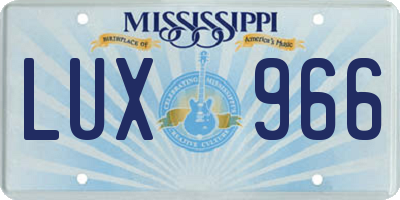 MS license plate LUX966