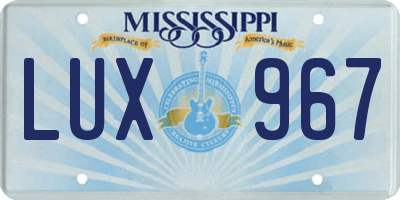 MS license plate LUX967