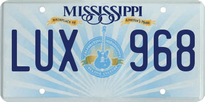 MS license plate LUX968