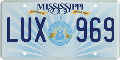 MS license plate LUX969