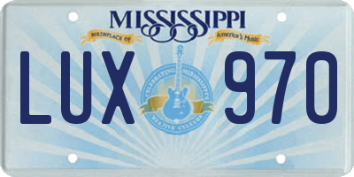 MS license plate LUX970