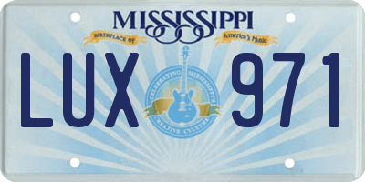 MS license plate LUX971