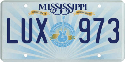 MS license plate LUX973