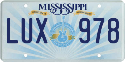 MS license plate LUX978