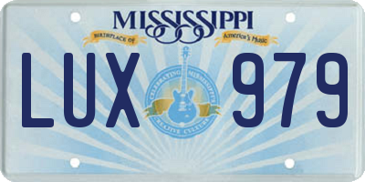 MS license plate LUX979