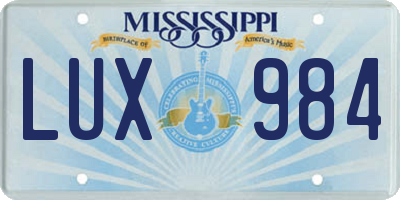 MS license plate LUX984