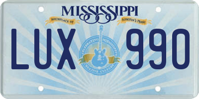 MS license plate LUX990