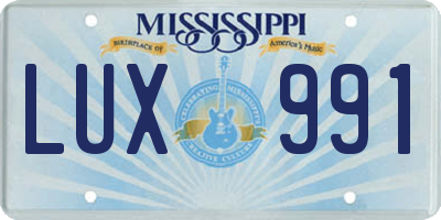 MS license plate LUX991