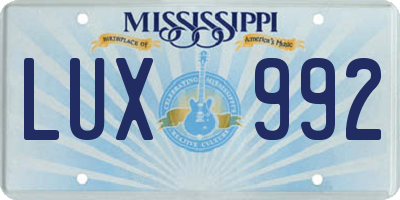 MS license plate LUX992