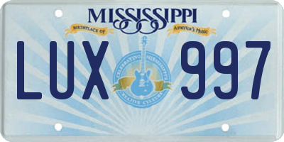 MS license plate LUX997