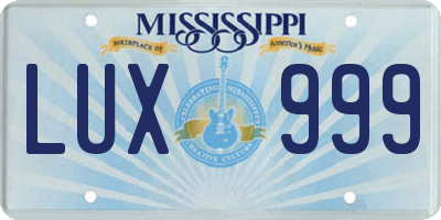 MS license plate LUX999