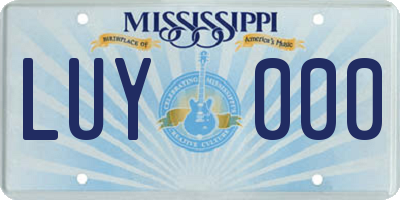 MS license plate LUY000