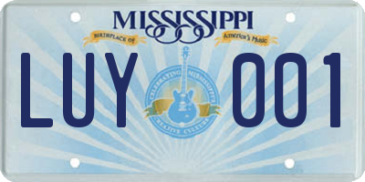 MS license plate LUY001