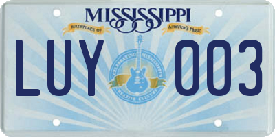 MS license plate LUY003