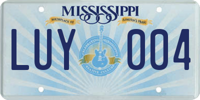 MS license plate LUY004