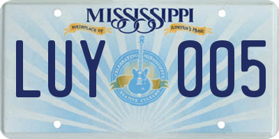 MS license plate LUY005