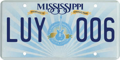 MS license plate LUY006