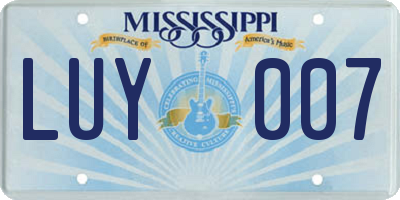 MS license plate LUY007