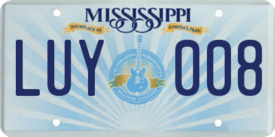 MS license plate LUY008